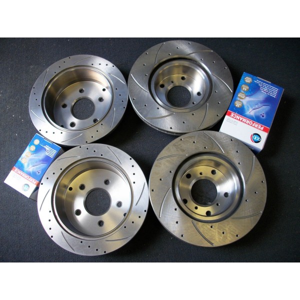 Full Set DRILLED & SLOTTED Disc Rotors+Brake Pads for Holden Statesman WH WK WL