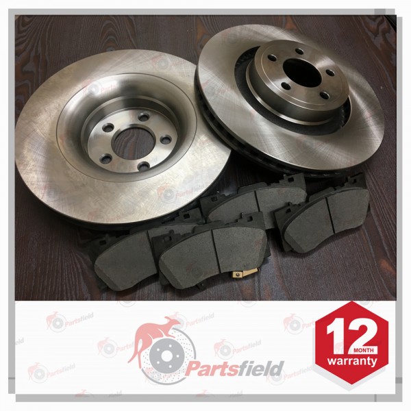Pair x Front Disc Rotor & Ceramic Brake Pad fits Ford Mustang FM 2.3L GTDi 352mm